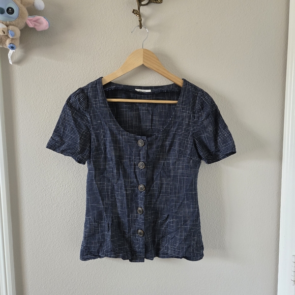 Mod Ref Dark Blue Plaid Button Down Shirt - Picture 1 of 3